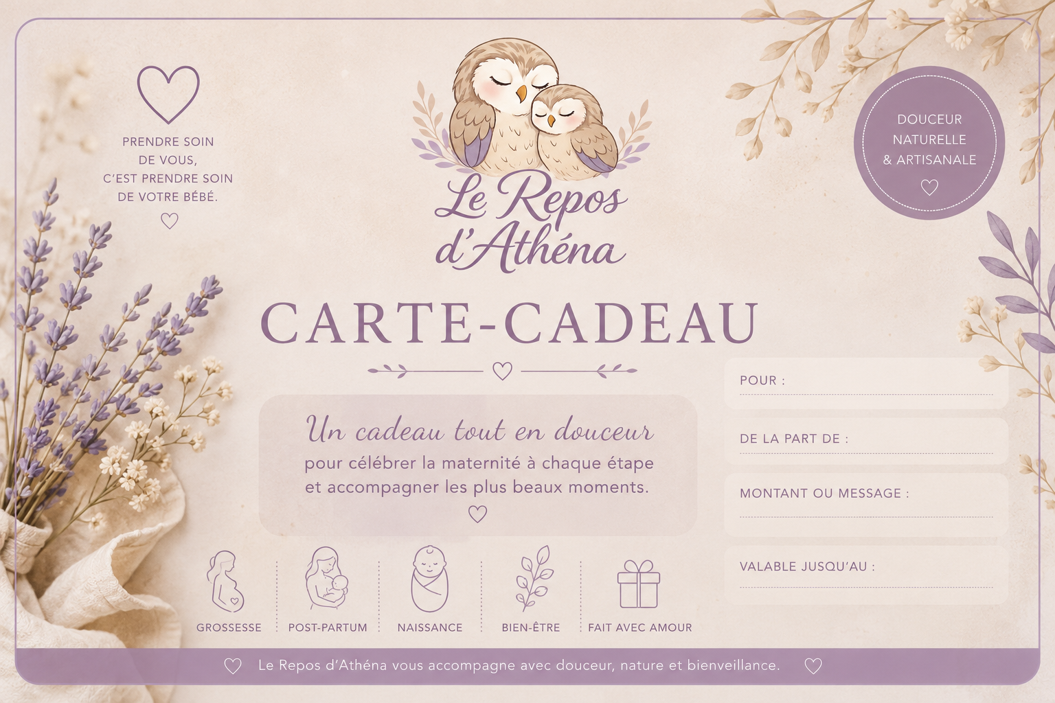 Carte-cadeau "Le Repos d'Athéna"