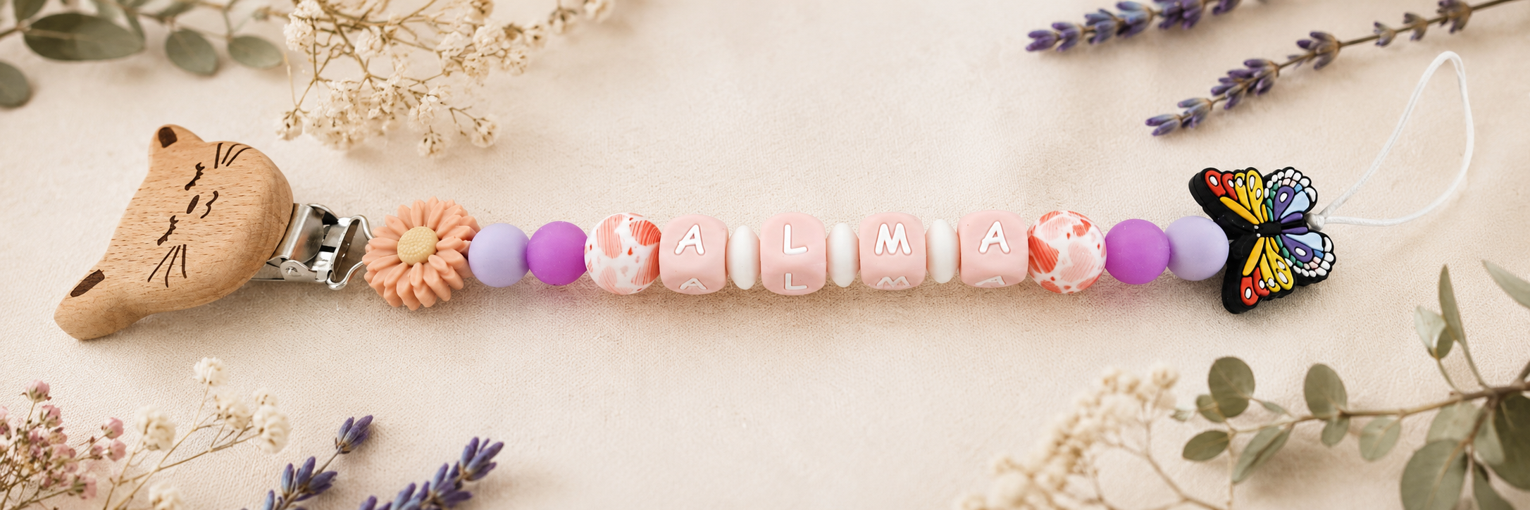 Attache-tétine en silicone personnalisable