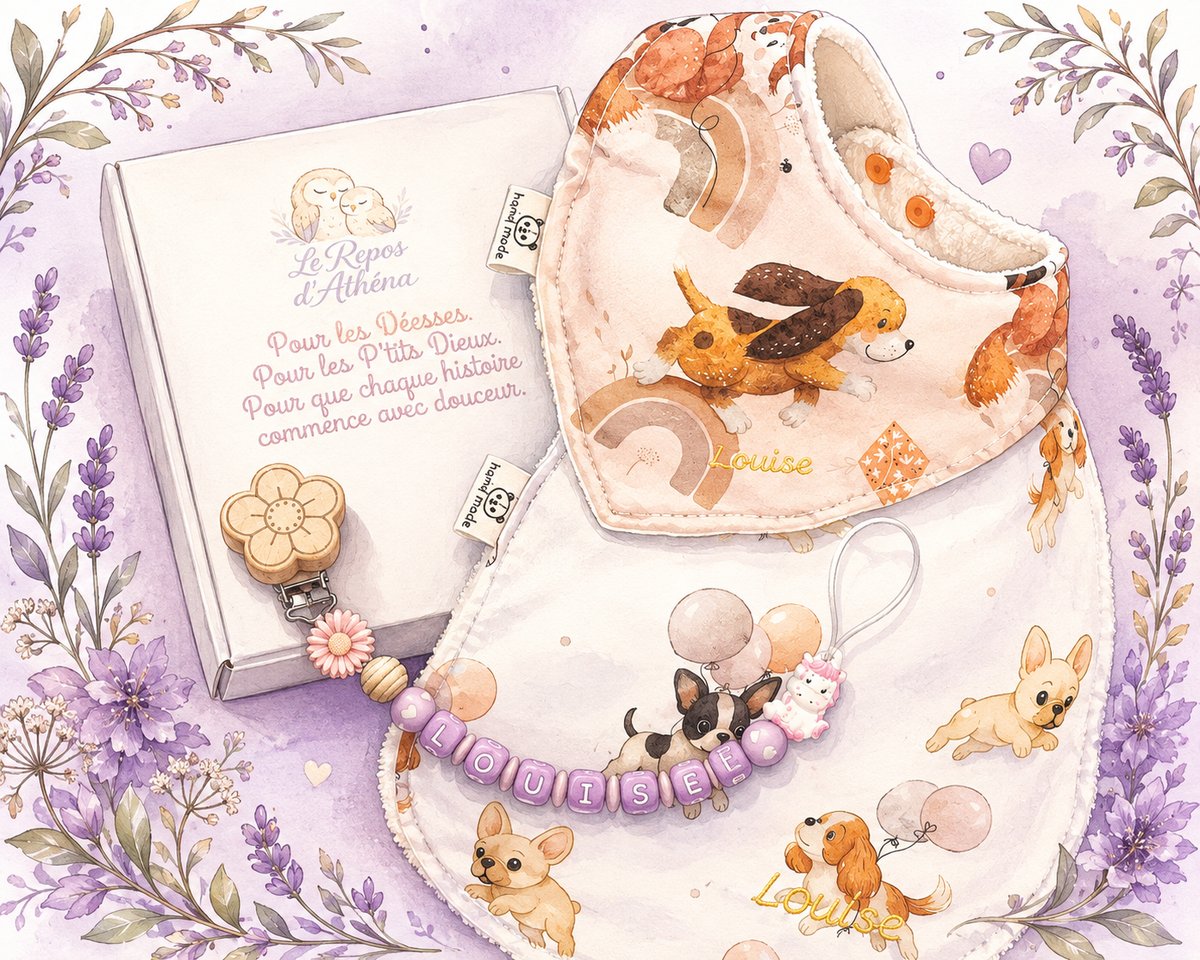 Coffret-cadeau naissance "Bienvenue P'tit Dieu/P'tite Déesse"